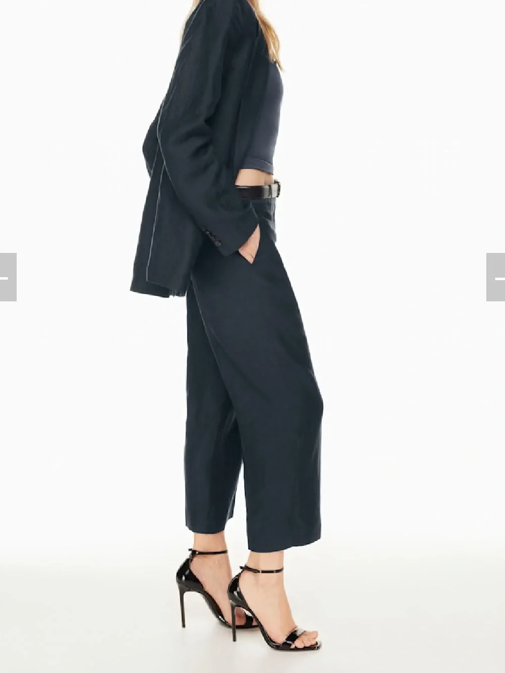 Aritzia Babaton Agency Linen Cropped Straight Leg Pants Black NWOT Size 0
